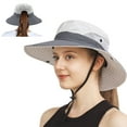 thumbnail image 1 of HOMEYA Women's Sun Hat with Ponytail Hole, UV Protection Wide Brim Bucket Cap, Foldable Safari Hats for Beach Fishing Hiking, Gray, 1 of 7