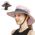 thumbnail image 1 of HOMEYA Women's Sun Hat with Ponytail Hole, UV Protection Wide Brim Bucket Cap, Foldable Safari Hats for Beach Fishing Hiking, Pink, 1 of 2
