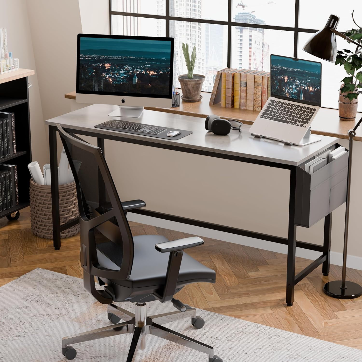 HOMEZY Computer Desk 60 inch Home Office Desks, Writing Gaming Desk ...