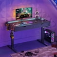 HOMEZY LED Electric Standing Gaming Desk with Double Drawers,47x23 Inch