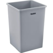 HOMEZY-US Square Plastic Garbage Can, 35 Gallon Capacity, Indoor/Outdoor Rated, 19-1/2"W x 19-1/2"D x 27-4/5"H, Utility Trash Can, No Lid, Gray
