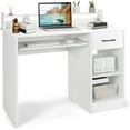 HOMEZY White Desk with Drawer & Keyboard Tray, 22 Inch Wide Modern