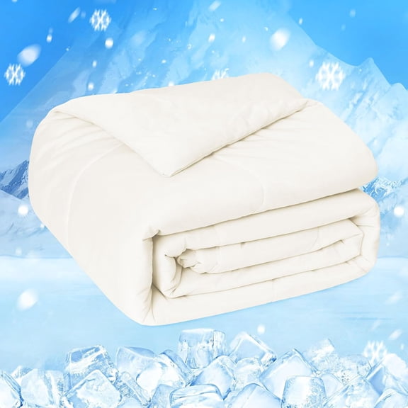 HOMFINE Cooling Comforter Japanese Double-Sided Cold Tech Fabric Cooling Blanket for Night Sweats Hot Sleepers, Q-Max 0.45 Soft Breathable Silky Smooth Lightweight Grey Summer Comforter Queen