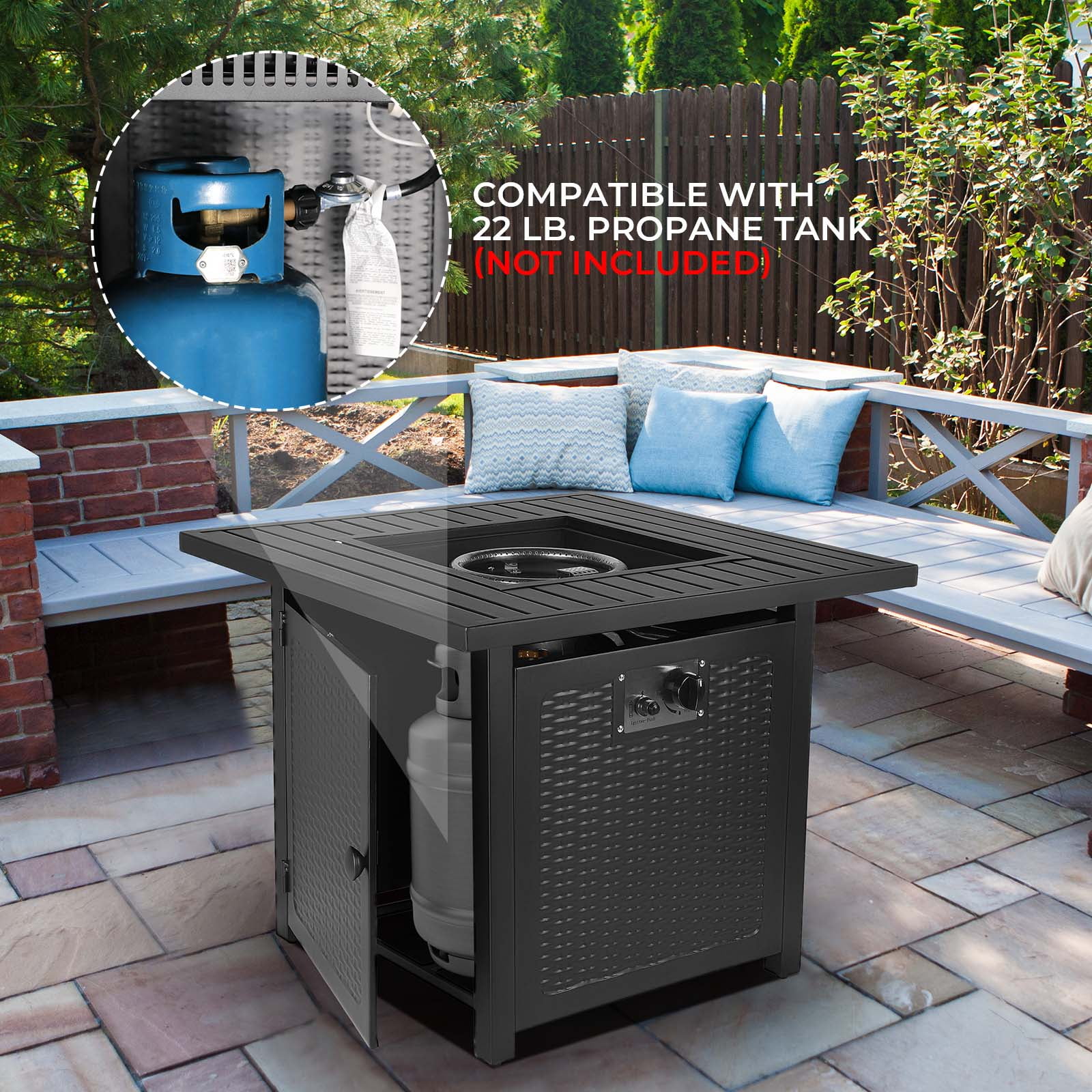 HOMFY 30" Propane Fire Pit Table, 50,000 BTU Outdoor Gas Fire Pit with