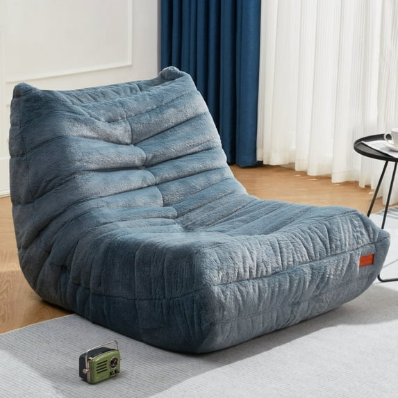 HOMGUAVA Bean Bag Chair Sofa Lounger with Memory Foam, Large Bean Bag Couch for Kids & Adults, Blue