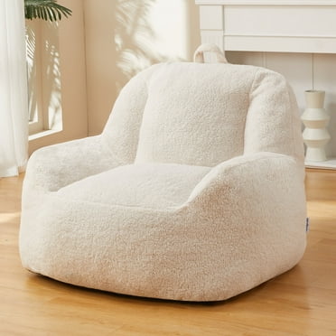 HOMGUAVA Bean Bag Chair with Soft Sherpa for Adults, Lazy Sofa for Bedroom & Living Room, Creamy White