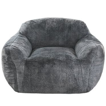 HOMGUAVA Giant Bean Bag Chair for Adults & Kids, Oversized Bean Bag Couch Sofa w/ Wide Armrests & Stuffed Memory Foam, Gray