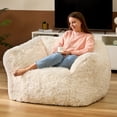 thumbnail image 1 of HOMGUAVA Oversized Bean Bag Chair for Adults, Plush Bean Bag Couch Comfy Sofa with Wide Armrests & Soft Memory Foam, White, 1 of 8