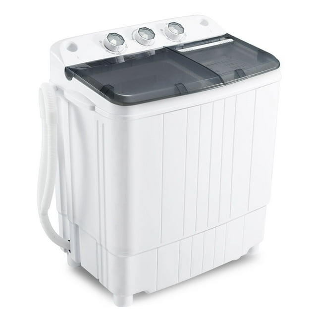 HOMGUAVA Portable Washing Machine 17.6LBS Compact Twin Tub Washer & Dryer with Drain Pump, Gray