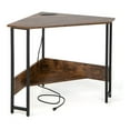 thumbnail image 1 of HOMGX Triangle Corner Computer Desk for Small Space, Rustic Brown, Modern Style, Space Saving, USB Ports & Power Outlet, Sturdy & Durable Construction, 28.5" x 30", 1 of 8