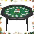 thumbnail image 1 of HOMHUM 8-Player Poker Table Foldable, Casino Leisure Gaming Table w/Padded Rails & Stainless Steel Cup Holders, Folding Octagon Texas Holdem Poker Table, Green, 1 of 8
