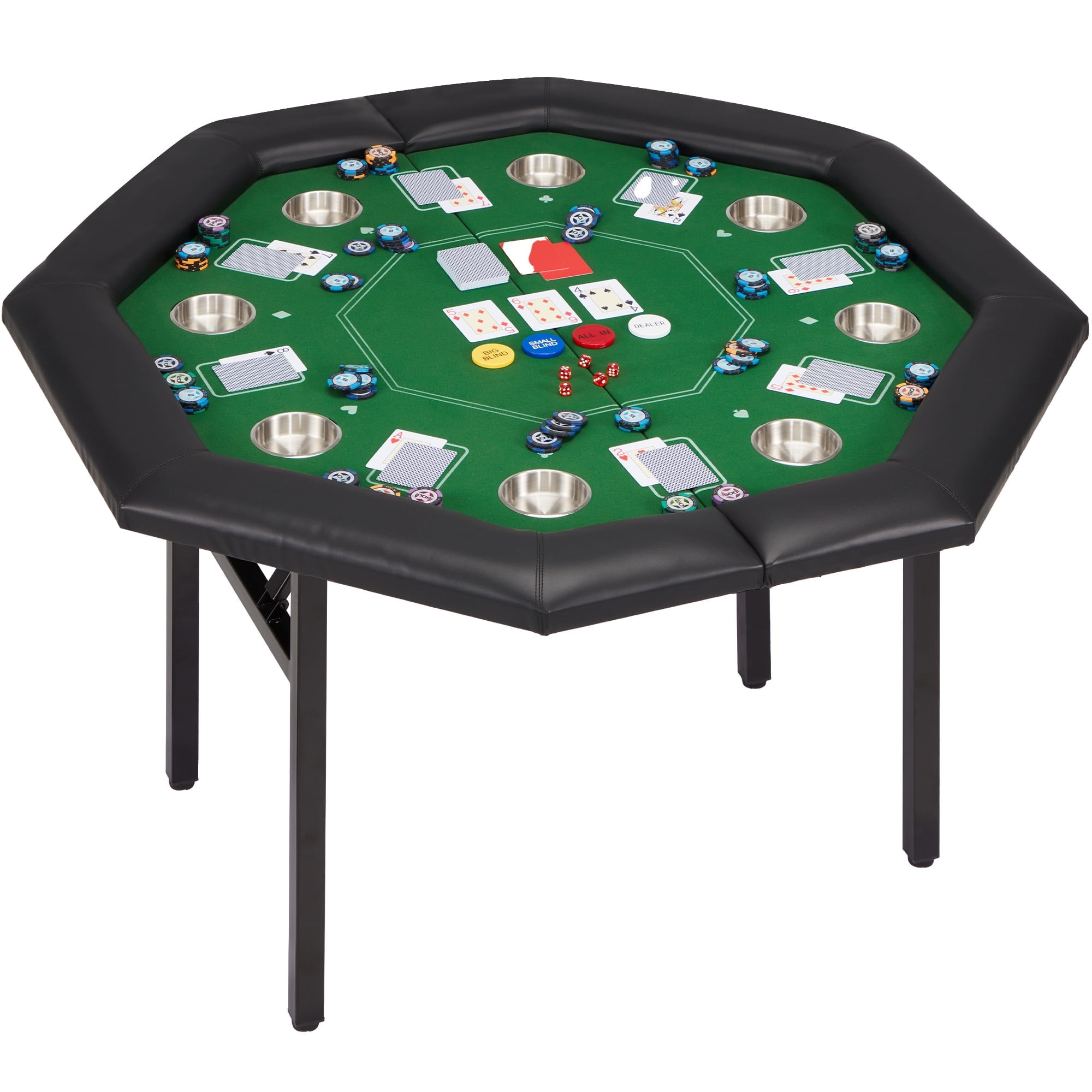 Soozier 47" Green Felt Octagon Poker Table with Cup Holders