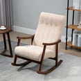 HOMHUM Upholstered Rocking Chair, Modern High Back Armchair, Adult