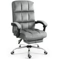 Homhum Velvet Ergonomic Office Chair with Footrest, Gray