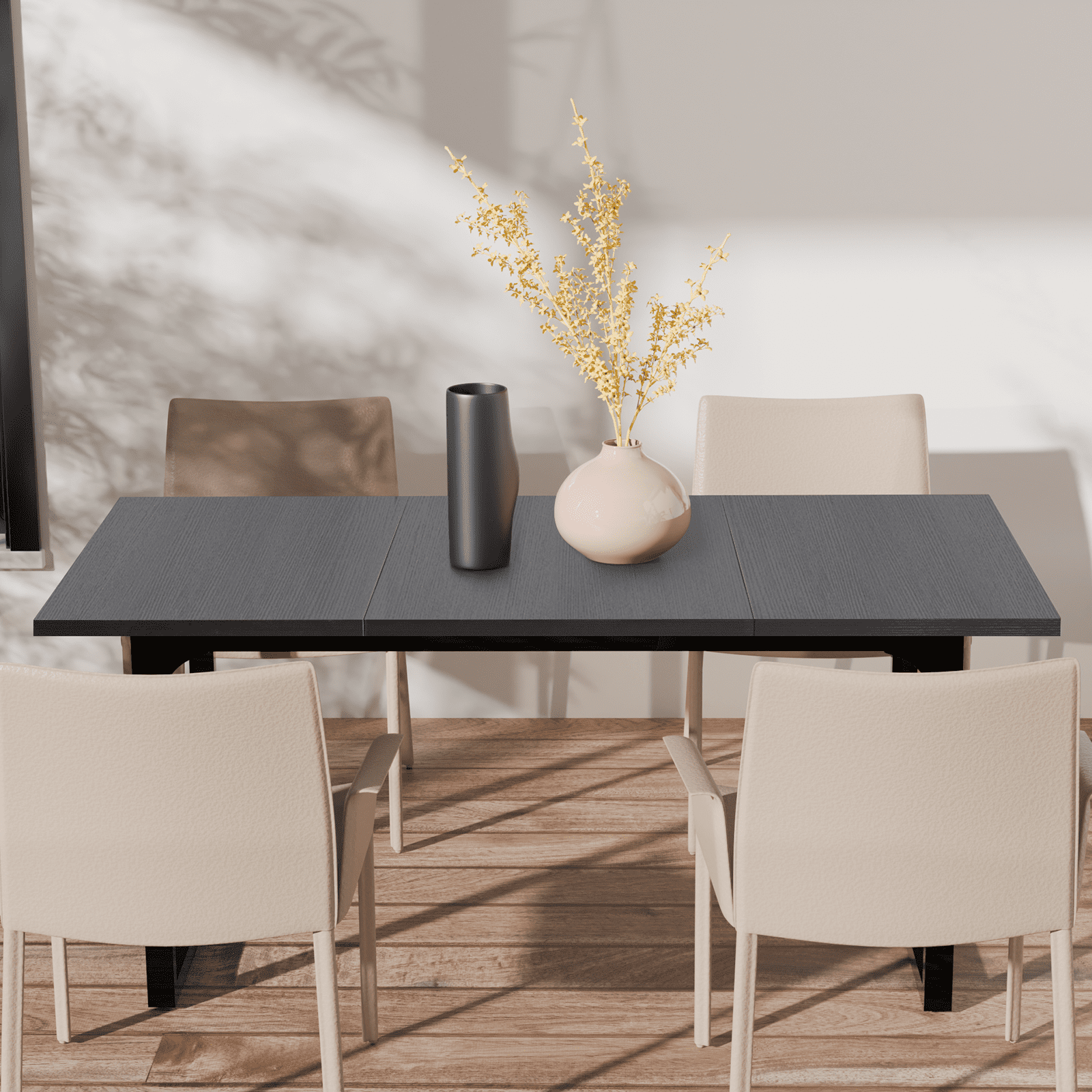 Homhum 70.86-Inch Metal Dining Table for 6 people, Classic Black - Walmart.com