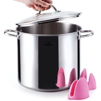 HOMICHEF 16 Quart Large Stock Pot with Glass Lid & Mitts, NICKEL FREE Stainless Steel Mirror Polished Induction Cooking Pot