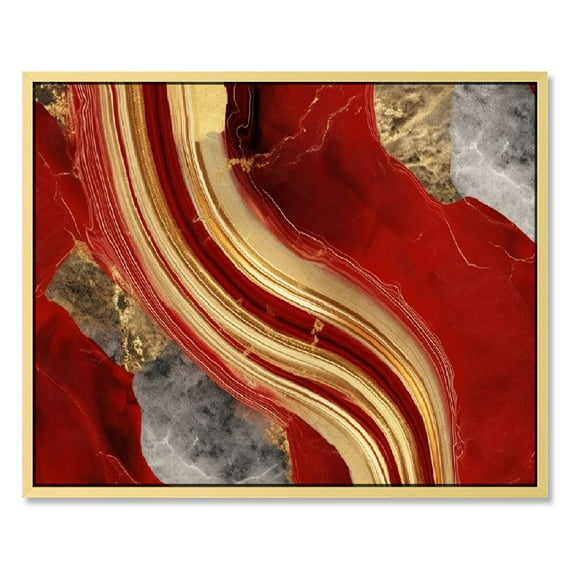 HOMICOZI Abstract Burgundy Red Golden Gray Marble Canvas Wall Art Oil Painting Picturs for Bathroom Kitchen Decor Modern Fluid Framed Print Artwork, Hanging Posters Home Decor Artwork