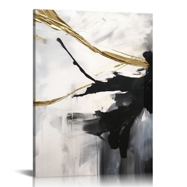 HOMICOZI Black Gold Gray Wall Art Black Gold White Pictures Black and