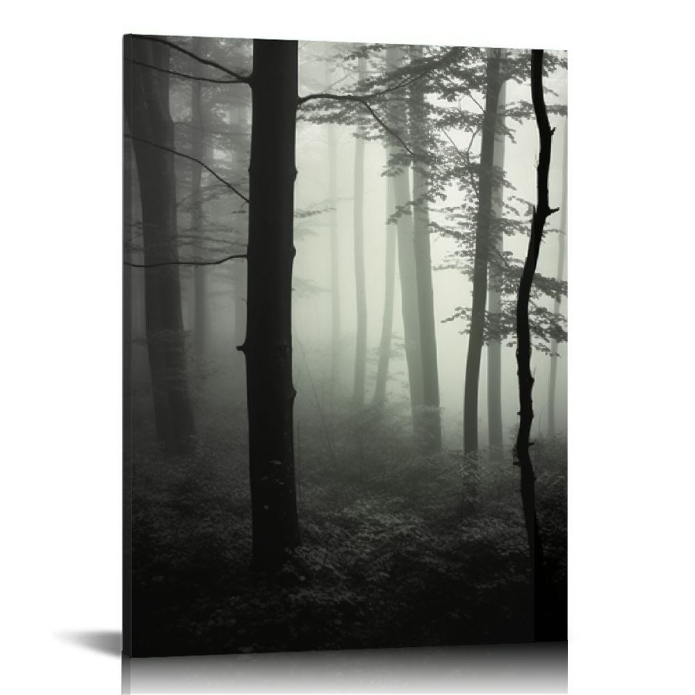 HOMICOZI Black and White Wall Art Deer in Autumn Foggy Forest Picture ...