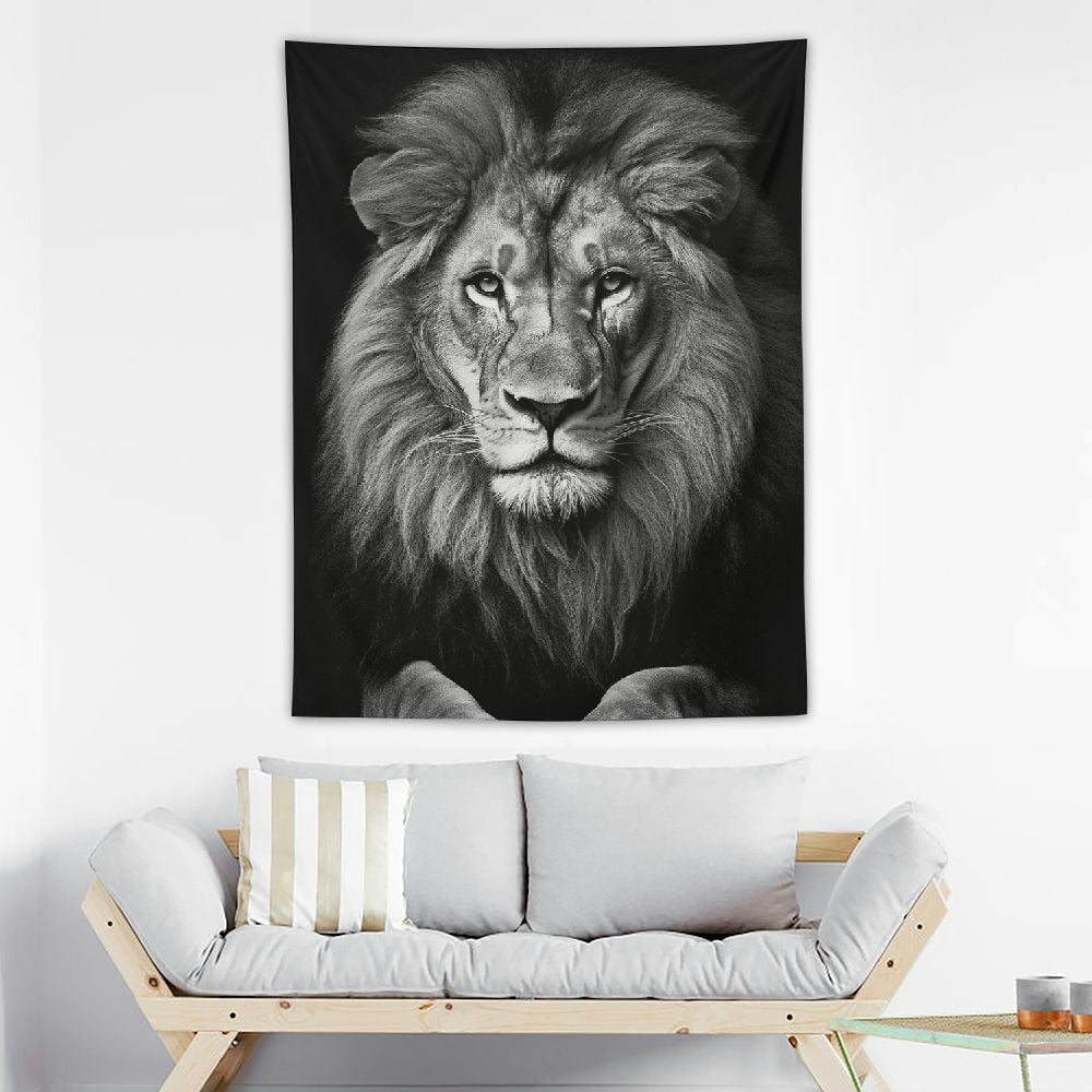 HOMICOZI Black and White Lion Tapestry,Animal Lion Tapestry,Lion