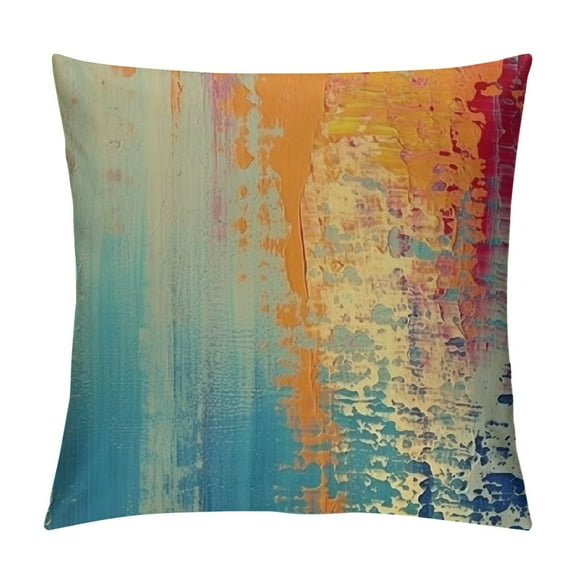 HOMICOZI Blue and Orange Decorative Throw Pillow Covers Teal Vintage Abstract Messy Rust Painting Pillow Cases Turquoise Pillow Shams for Sofa Couch Bed Living Room Outdoor Home Décor