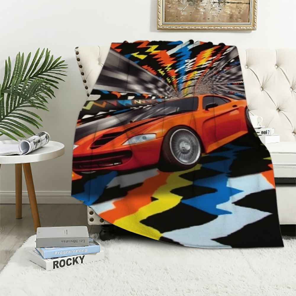 HOMICOZI Crazy Race Car Blanket for Kids Baby Teens Boys,Funny Red and