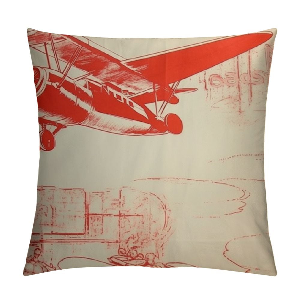 HOMICOZI Decorative Pillow Covers Fly Airship Distressed Vintage Liner Paper Plane Cloud Clouds