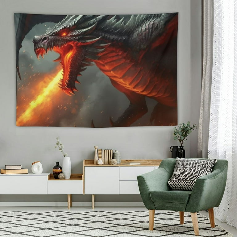 HOMICOZI Fantasy World Tapestry Wall Hanging Medieval Red Dragon and Human War Mythology Themed Art Tapestries Home Decoration Wall Decor Walmart