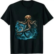 HOMICOZI Giant Octopus Pirate Ship Vintage Kraken Sailing Squid T-Shirt