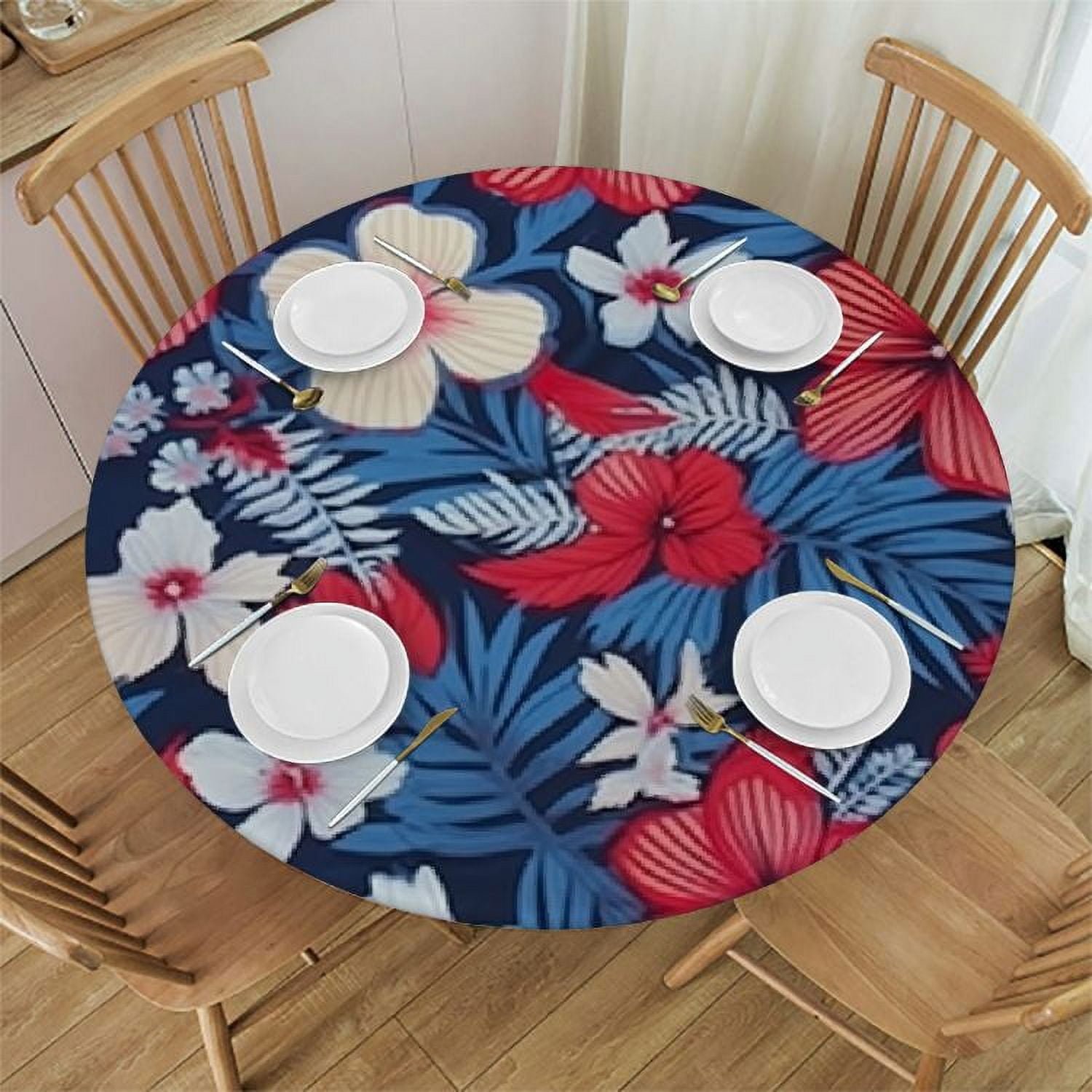 HOMICOZI Hawaiian Elastic Edge Fitted Table Cover,Exotic Flora