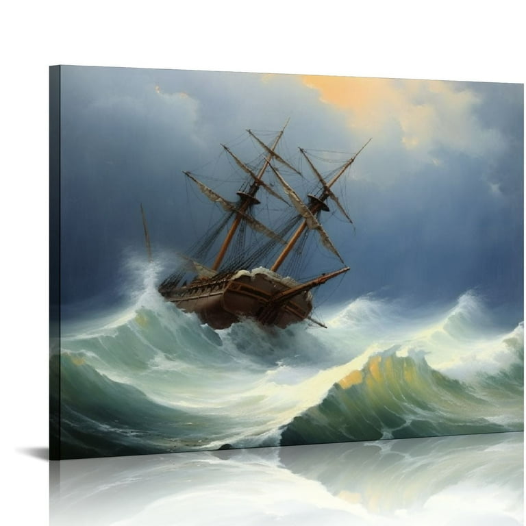 Vintage Stormy Seascape Art Print Vintage Stormy Seascape Art Print