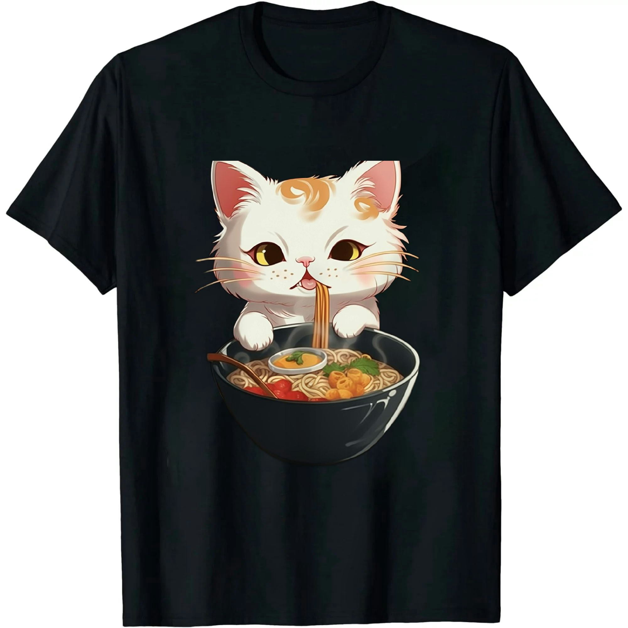 HOMICOZI Kawaii Neko Ramen Cute Ramen Cat Japanese Noodle Funny Anime T ...