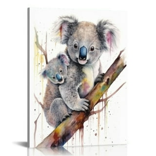 Animal Art Painting on Canvas Colorful Koala Art Pictures Print Cute Wall  Posters for Living Room Kids Room Wall Decor Framed : : Home