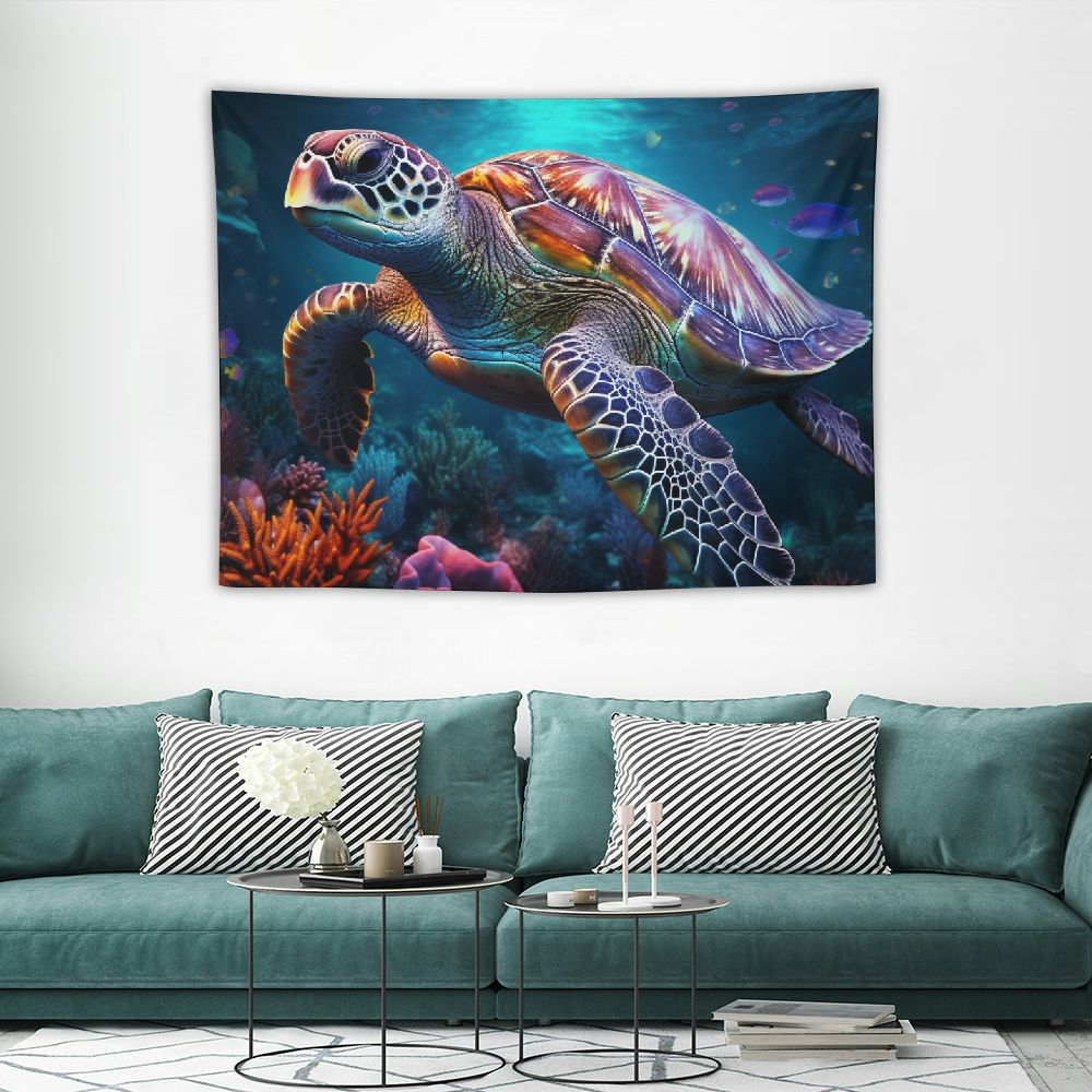 HOMICOZI Ocean Sea Turtle Tapestry, Great Wave Animal Pattern Tapestry ...