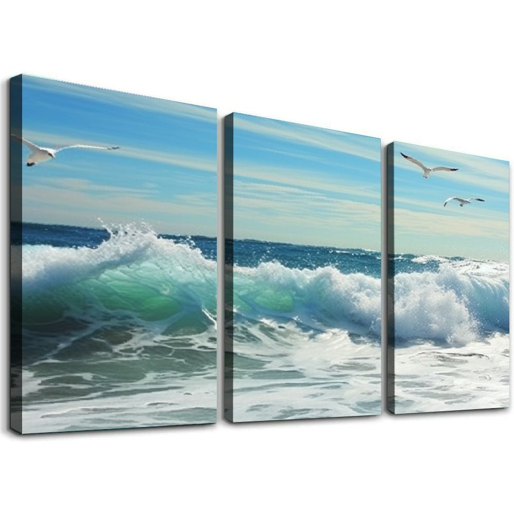 HOMICOZI Ocean Waves Canvas Wall Art for Living Room Wall Decor Summer ...