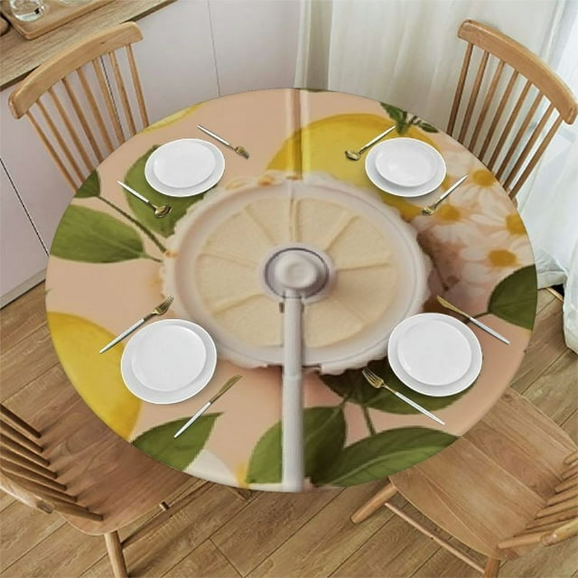 HOMICOZI Outdoor Tablecloth Round Flora Flowers Fitted Table Cover with