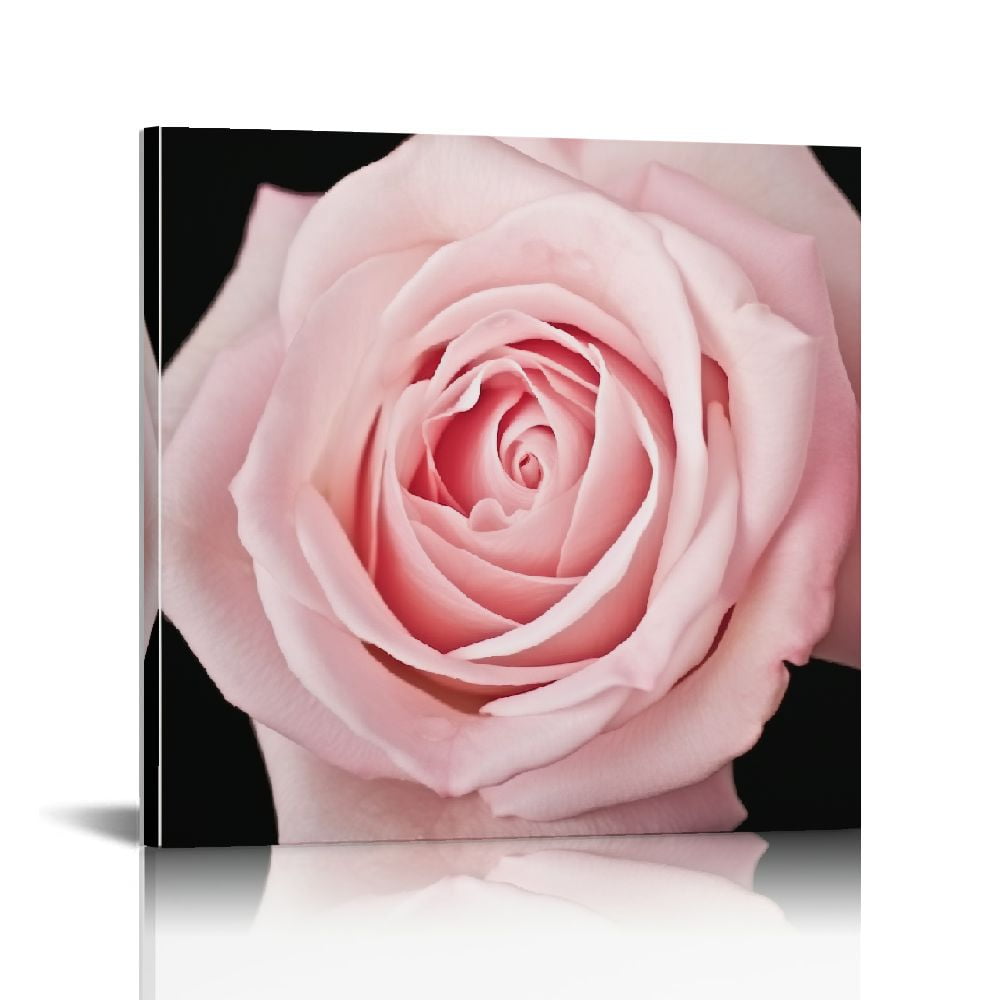 HOMICOZI Pink Bathroom Decor Pink Rose Close Up Canvas Wall Art Blush