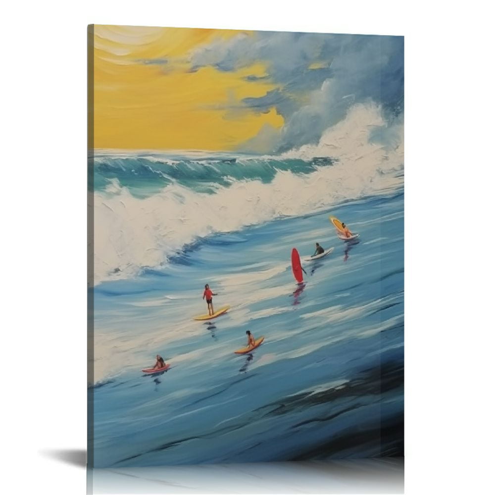 HOMICOZI Posters Surfing Poster Surfing Competition Blue Sea Wall Art Extreme Sports Poster