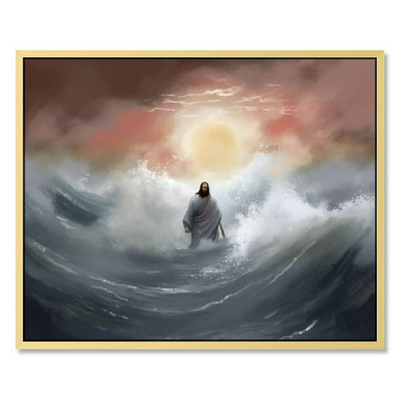 HOMICOZI Religious Canvas Paintings Jesus Walking on Water Poster Jesus Christ Canvas Wall Art Christ Spiritual Artwork Abstract Church Painting Christian Religious Picture for Living Room