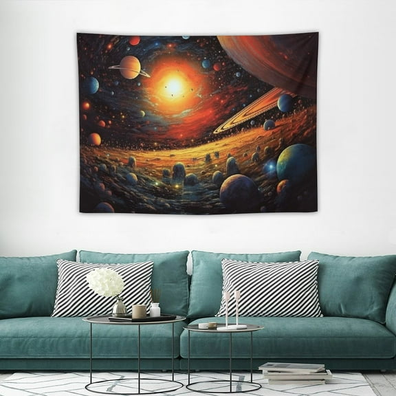 HOMICOZI Space Solar System Tapestry, Cute Planet Science Tapestry, Kids Cartoon Star Cluster, Wall Hanging Gift for Boys Girls
