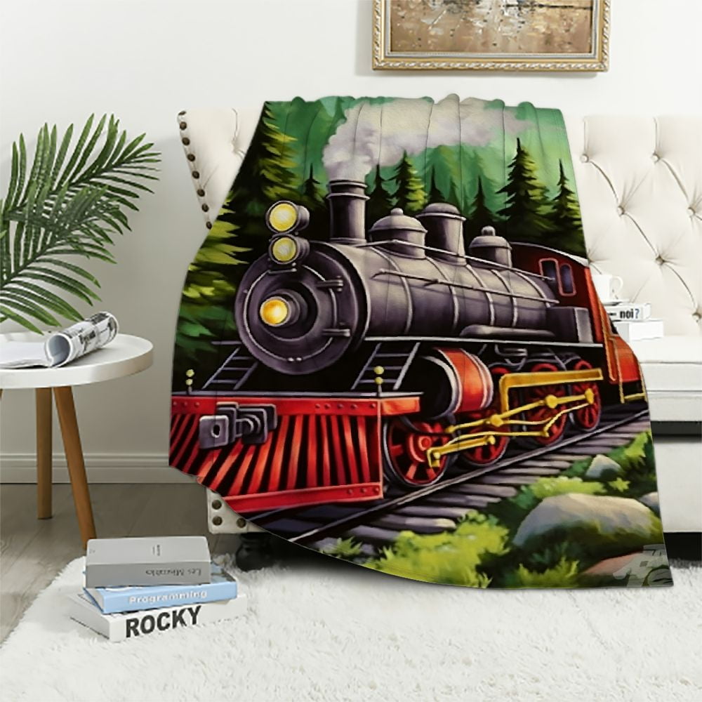 HOMICOZI Train Throw Blanket for Boys, Just A Boy Who Loves Trains