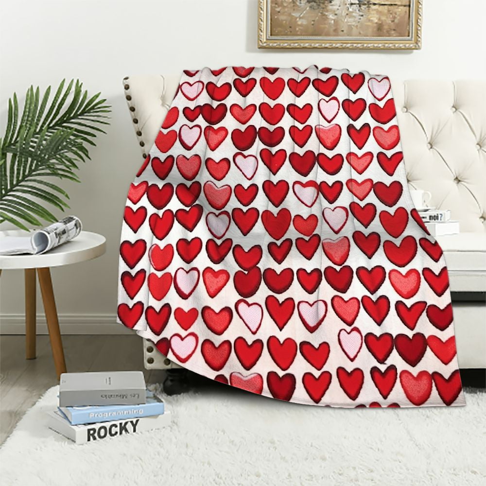 HOMICOZI Valentine's Day Throw Blanket Red Pink Heart Plaid Fuzzy