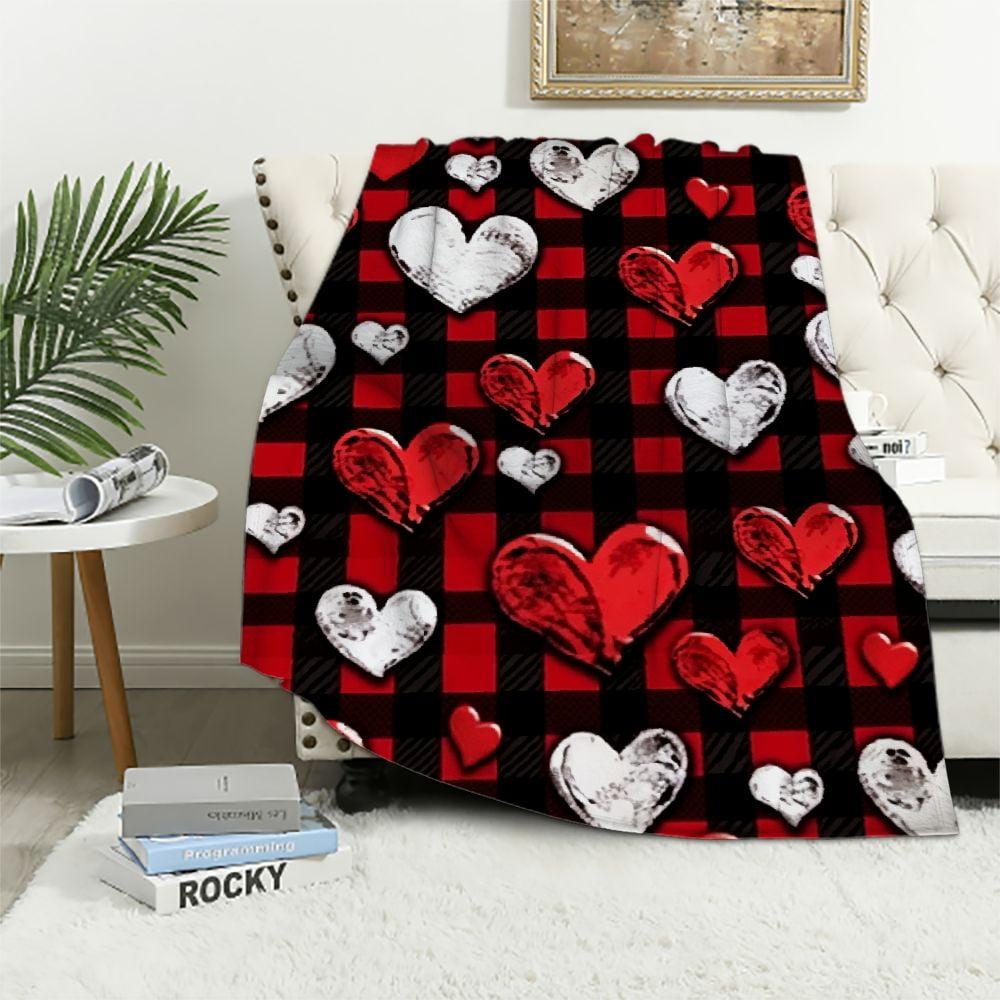 HOMICOZI Valentines Day Throw Blanket Red Black Buffalo Paid Throw