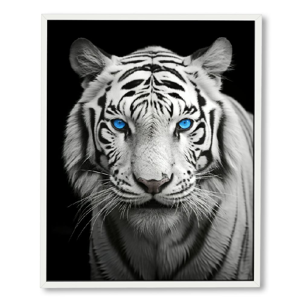 HOMICOZI White Tiger Canvas Wall Art Black and White Animal Painting Picture Modern Wildlife