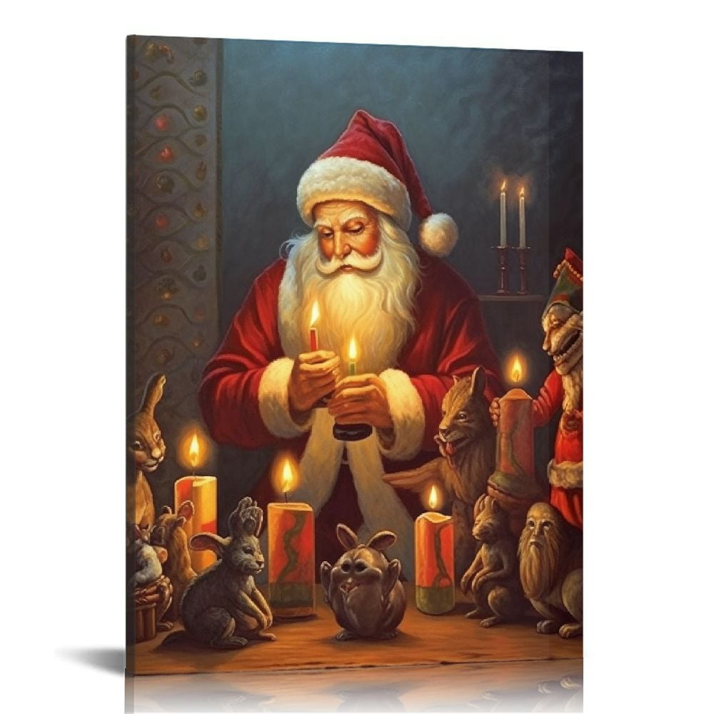 HOMICOZI Winter Christmas Poster Picture Santa Claus Canvas Wall Art