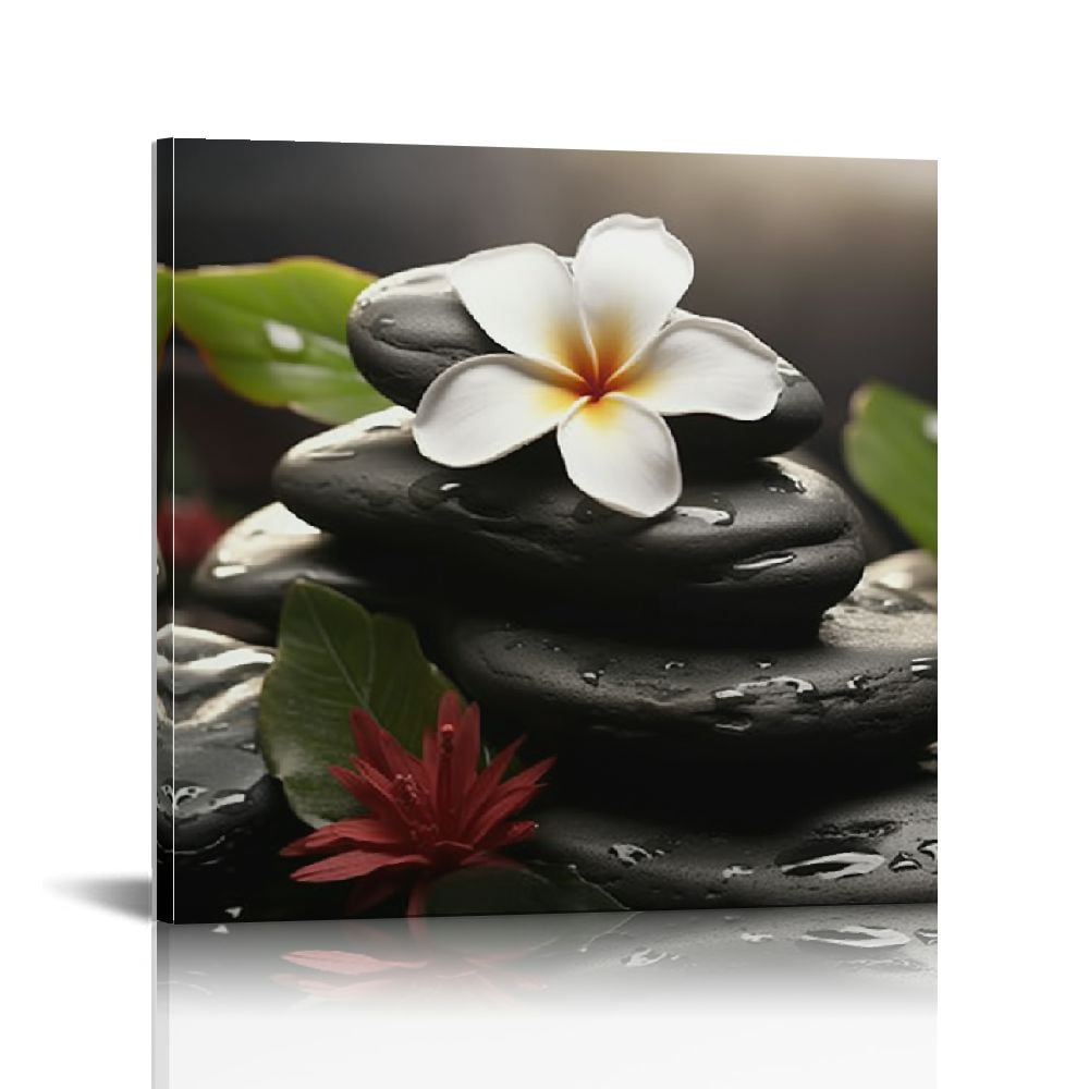 HOMICOZI Zen Canvas Wall Art Still Life SPA Stone Green Bamboo White