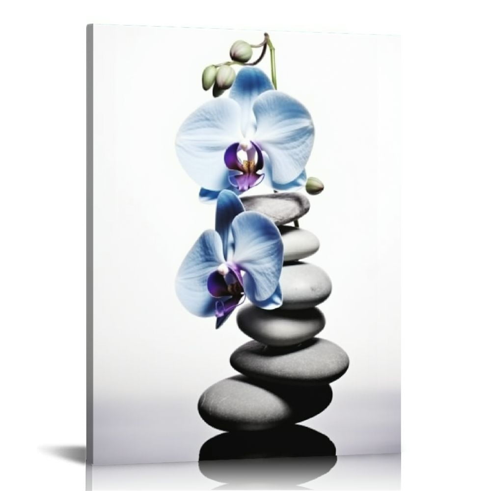 HOMICOZI Zen Canvas Wall Art Stones and Orchid Floral Picture Paintings for Bathroom Walls Decor