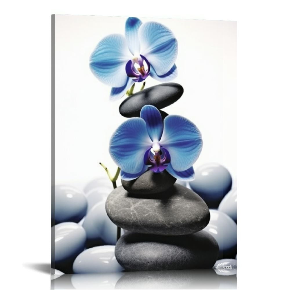 HOMICOZI Zen Canvas Wall Art Stones and Orchid Floral Picture Paintings for Bathroom Walls Decor