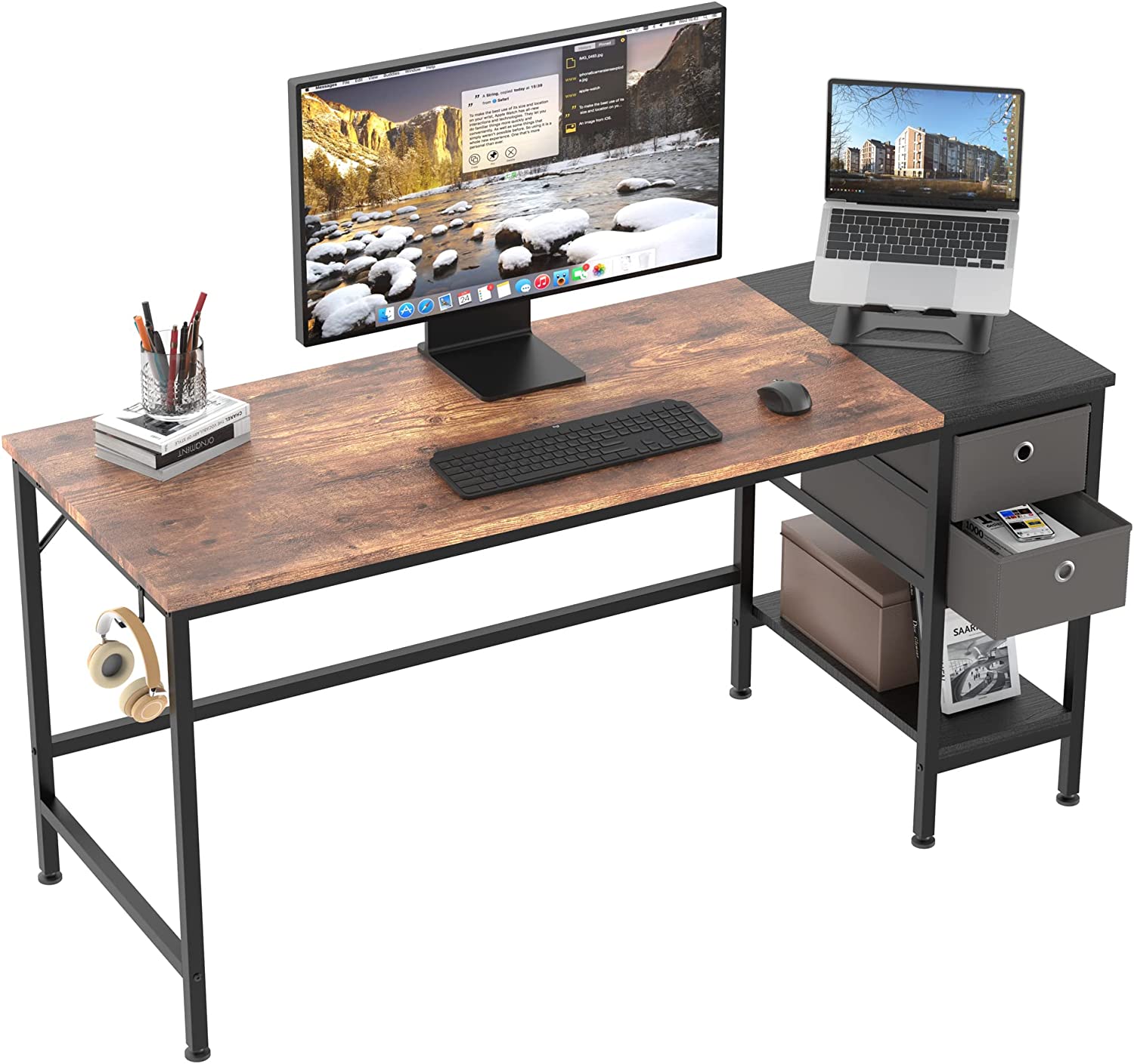 HOMIDEC Office Desk Computer Desk with Drawers 47" Study Writing Desks