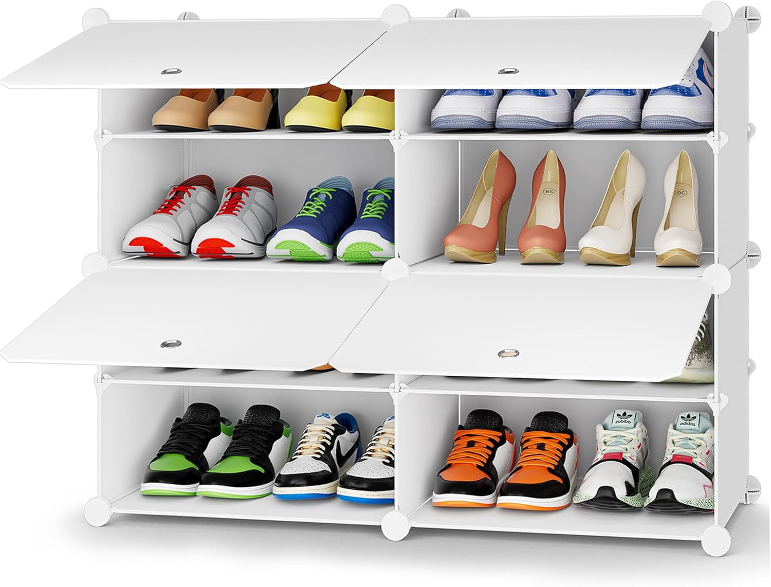 HOMIDEC Shoe Rack, 4 Tier Shoe Storage Cabinet 16 Pair Plastic Shoe ...